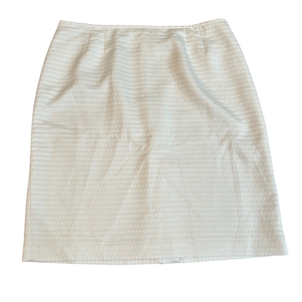 Le Suit Pencil Skirt Womens White Textured Geometric Knee Length Size 18